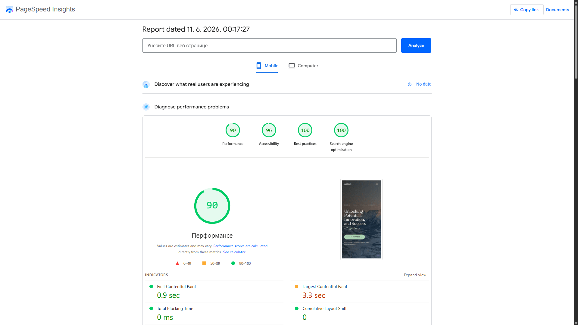 PageSpeed Insights izveštaj - after