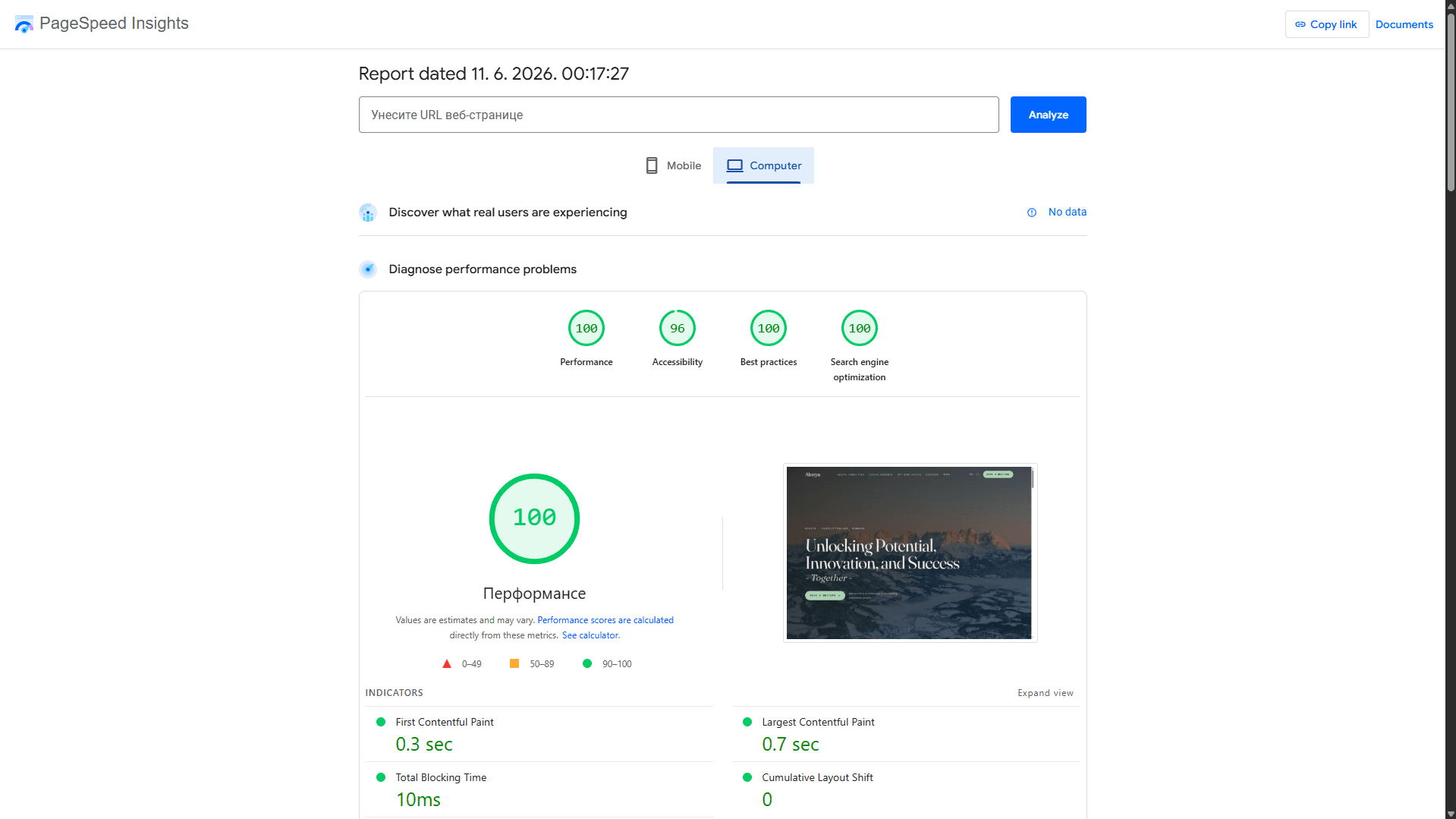 PageSpeed Insights izveštaj - after